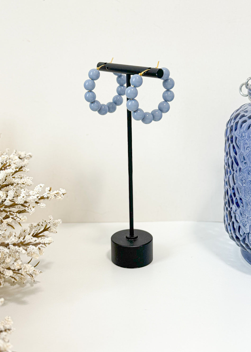 The Gumball Hoop- Dusty Blue (Large beads)