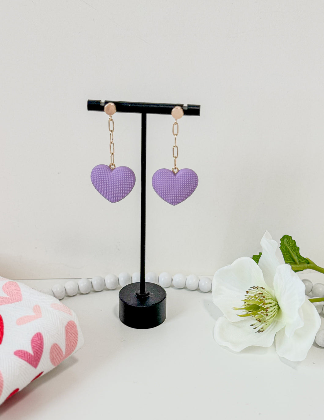 The Puffy Heart Dangle- Textured Lilac